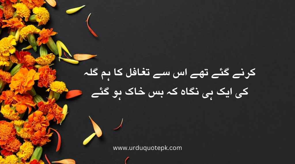 Top 20 Urdu Poetry in 2 Lines/Best poetry in urdu 5 A flower image with urdu poetry in 2 lines.