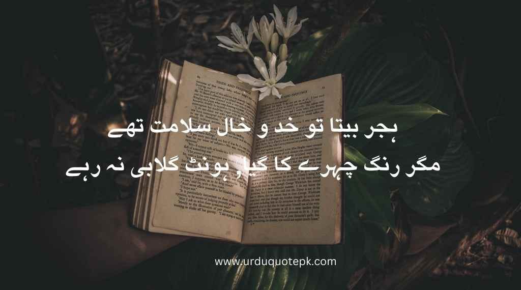 Top 20 Urdu Poetry in 2 Lines/Best poetry in urdu 12 A book image with urdu poetry in 2 lines.